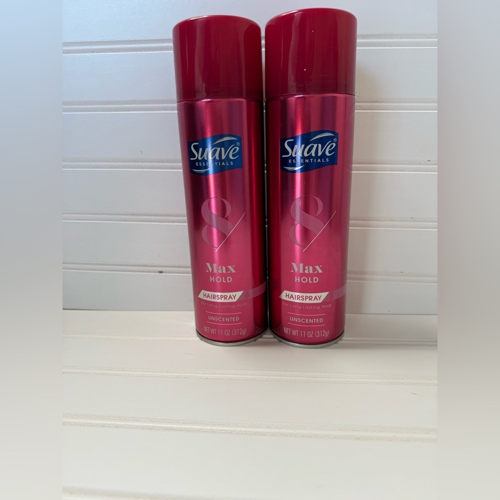 Suave Essentials Max Hold Hairspray Level 8 Unscented 11 oz Spray Can 2 Pack NEW